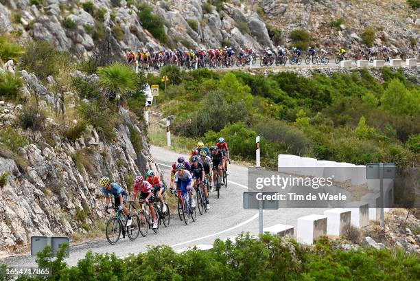 Finn Fisher-Black of New Zealand and UAE Team Emirates, Jonathan Castroviejo of Spain and Team INEOS Grenadiers, Damiano Caruso of Italy and and Team...