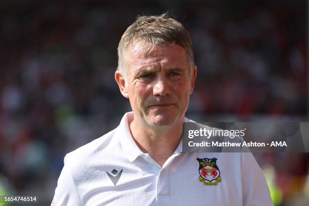 Phil Parkinson the head coach / manager of Wrexham during the Sky Bet League Two match between Wrexham and Doncaster Rovers at Racecourse Ground on...