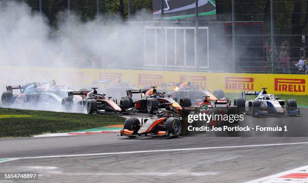 Richard Verschoor of Netherlands and Van Amersfoort Racing leads the field at the start during the Round 13:Monza Sprint race of the Formula 2...