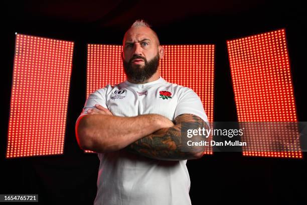 Joe Marler of England poses for a portrait during the England Rugby World Cup 2023 Squad photocall on September 02, 2023 in Le Touquet-Paris-Plage,...