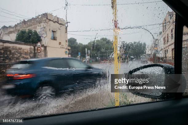 Car drives in the rain, on 02 September, 2023 in Castellon, Valencian Community, Spain. The Emergency Coordination Center of the Comunitat Valenciana...