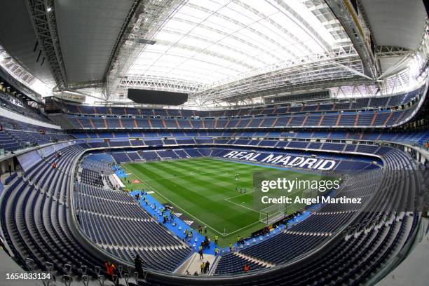 General view inside the stadium prior to the LaLiga EA Sports match between Real Madrid CF and Getafe CF at Estadio Santiago Bernabeu on September...