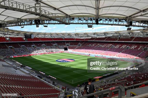 General view inside the stadium prior to the Bundesliga match between VfB Stuttgart and Sport-Club Freiburg at MHPArena on September 02, 2023 in...