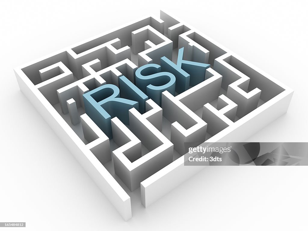 Labyrinth with RISK text (isolated on white)