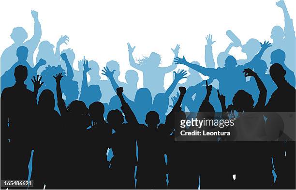 noisy curved blue crowd - crowd surfing stock illustrations