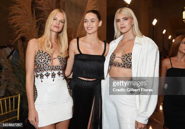 Nadine Leopold, Gabby Westbrook-Patrick and Devon Windsor at the Patbo Spring 2024 Ready To Wear Runway Show at Eleven Madison Park on September 9,...