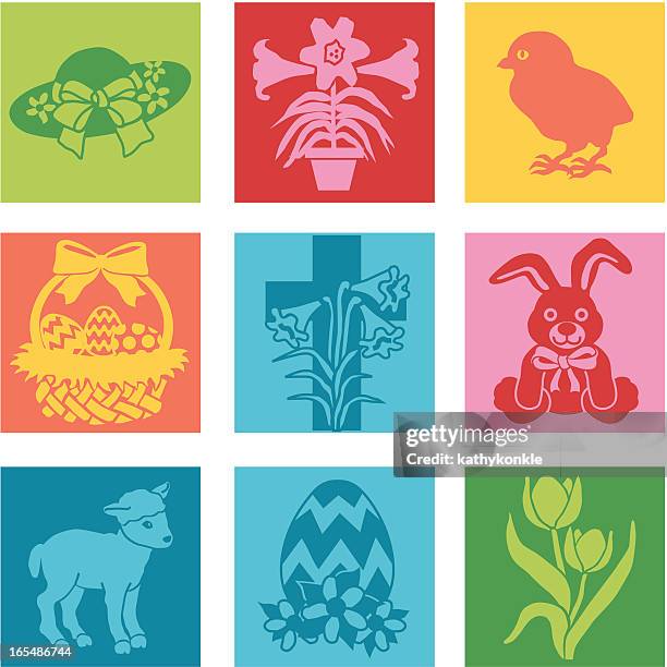 easter - easter lilies and cross stock illustrations