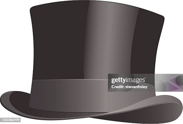 drawing of traditional black top hat - top hat stock illustrations