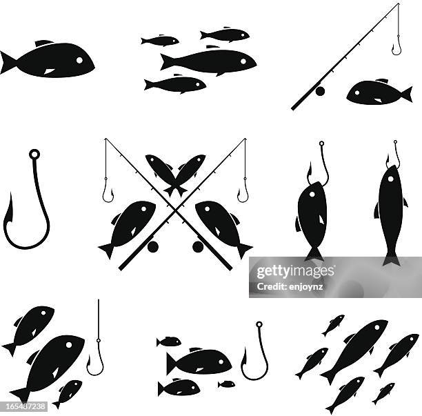 ilustrações de stock, clip art, desenhos animados e ícones de ícones de pesca - anzol