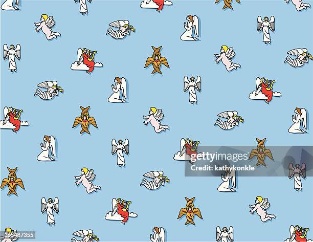 angels pattern - archangel gabriel stock illustrations