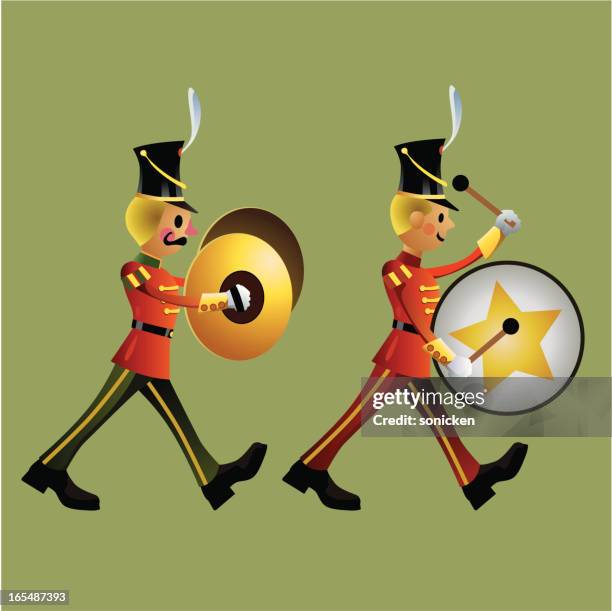 toy soldier army band set c - marching band stock illustrations