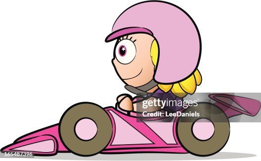 Cartoon Racing Lady Girl In A Race Car High-Res Vector Graphic - Getty Images