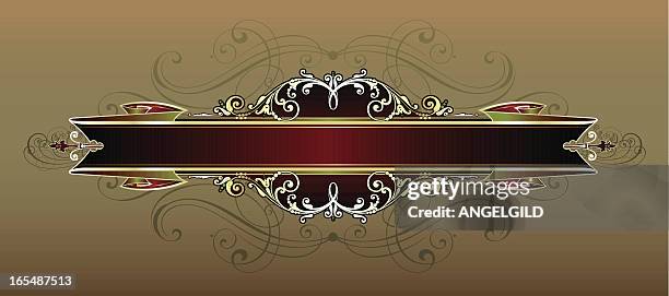 ornate ribbon and scroll panel - scroll bar clip art stock illustrations