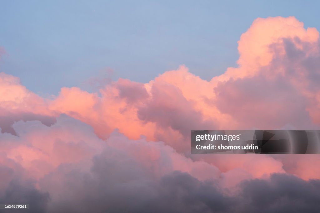 Dramatic clouds sky at sunset