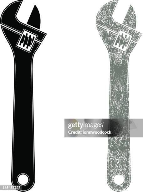 monkey wrench - adjustable stock illustrations