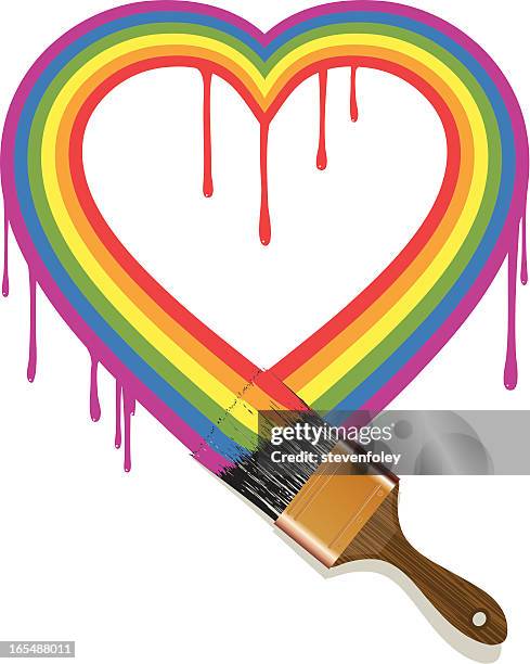 heart rainbow paint - action painting stock illustrations