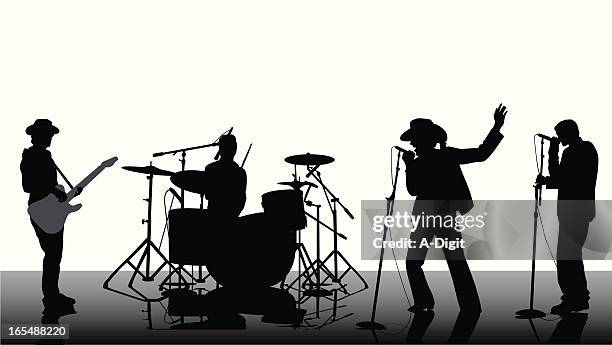 stockillustraties, clipart, cartoons en iconen met country rock band vector silhouette - guitar amp