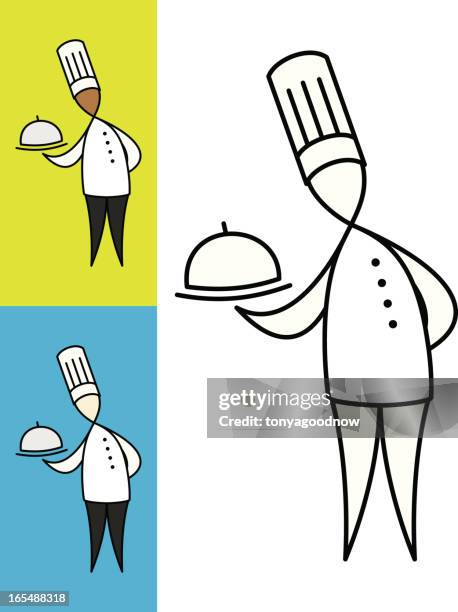 modern chef - serving tray white background stock illustrations