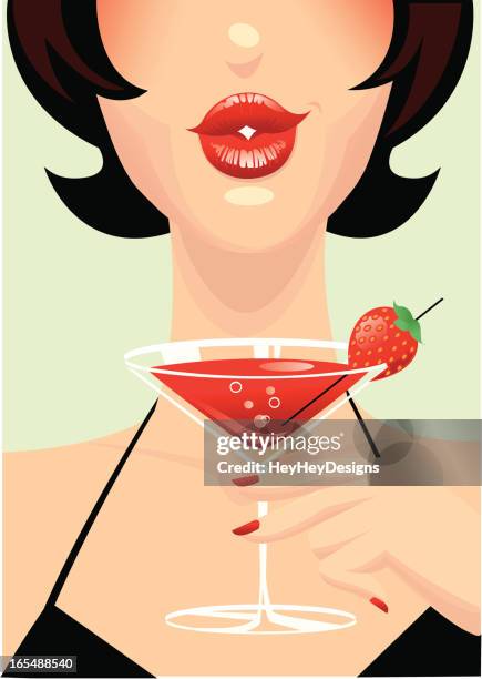 evening sip - red fingernails stock illustrations