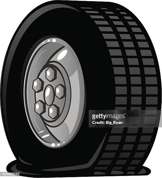 ilustraciones, imágenes clip art, dibujos animados e iconos de stock de rueda pinchada - flat tire