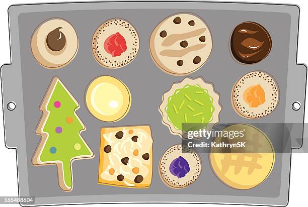 homemade cookies - baking sheet stock illustrations