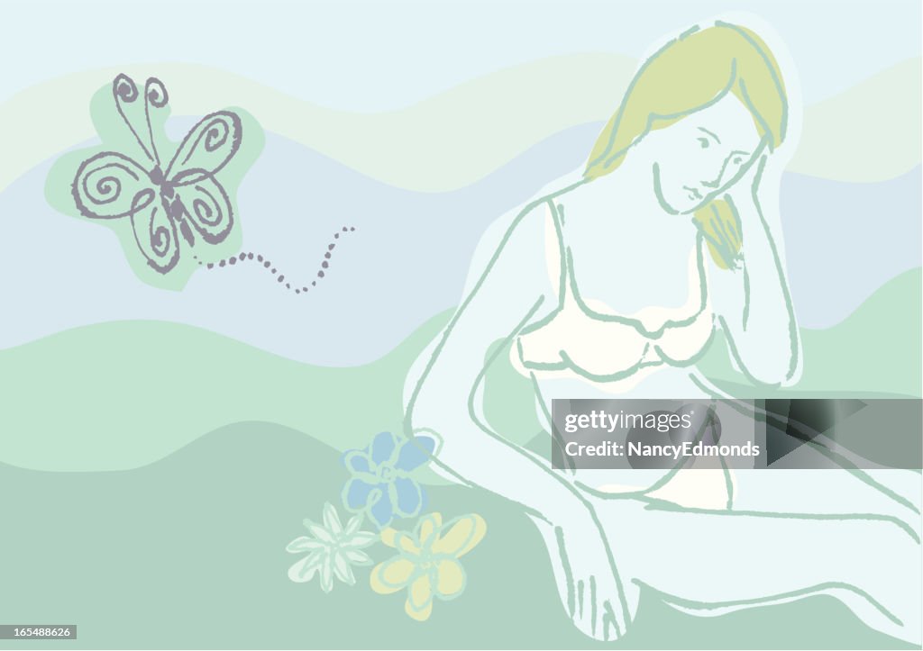 Lady Relaxing with Butterfly