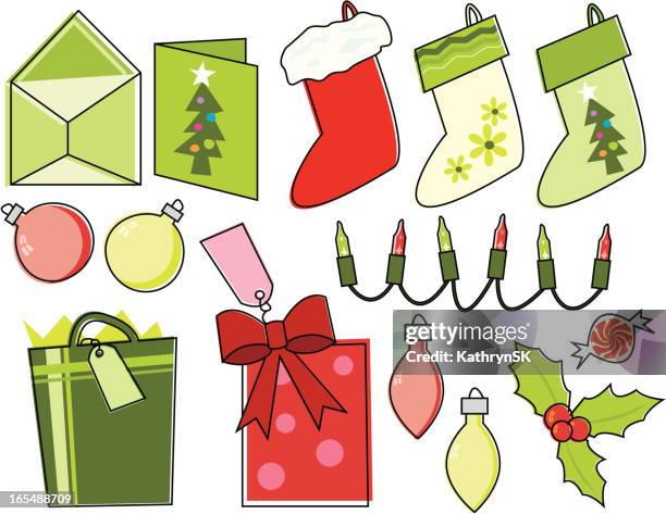 sketchy christmas essentials - string lights isolated stock illustrations