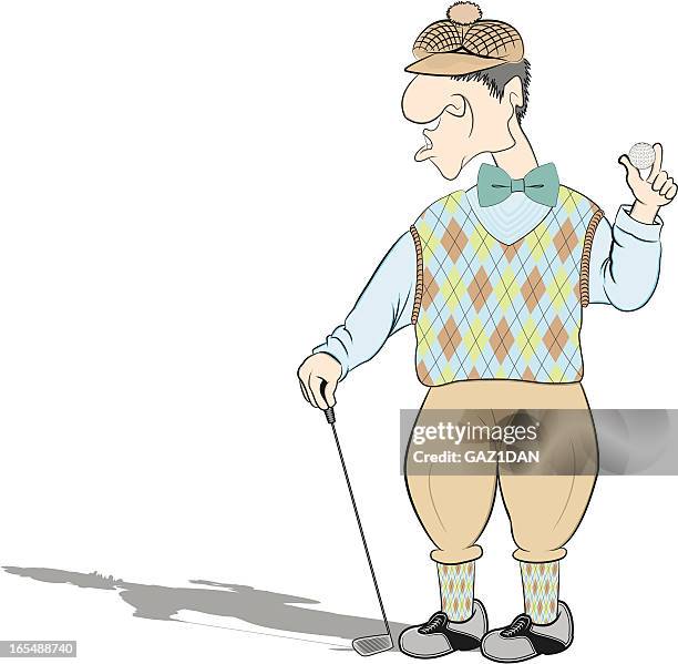 ilustraciones, imágenes clip art, dibujos animados e iconos de stock de old fashioned golfista - pantalones de media pierna