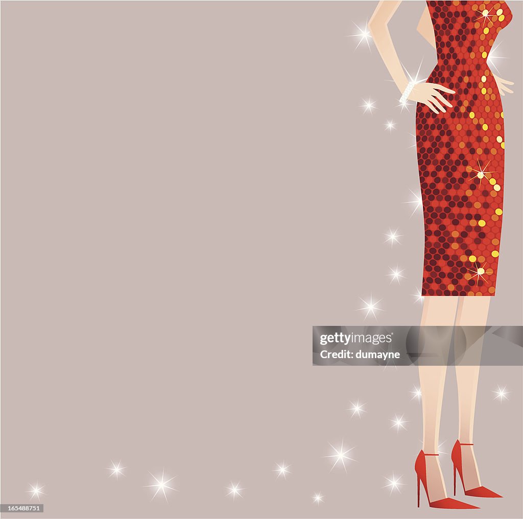 Girl with red sequined dress