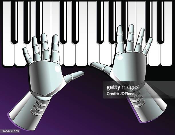 chopsticks - robot keyboard stock illustrations