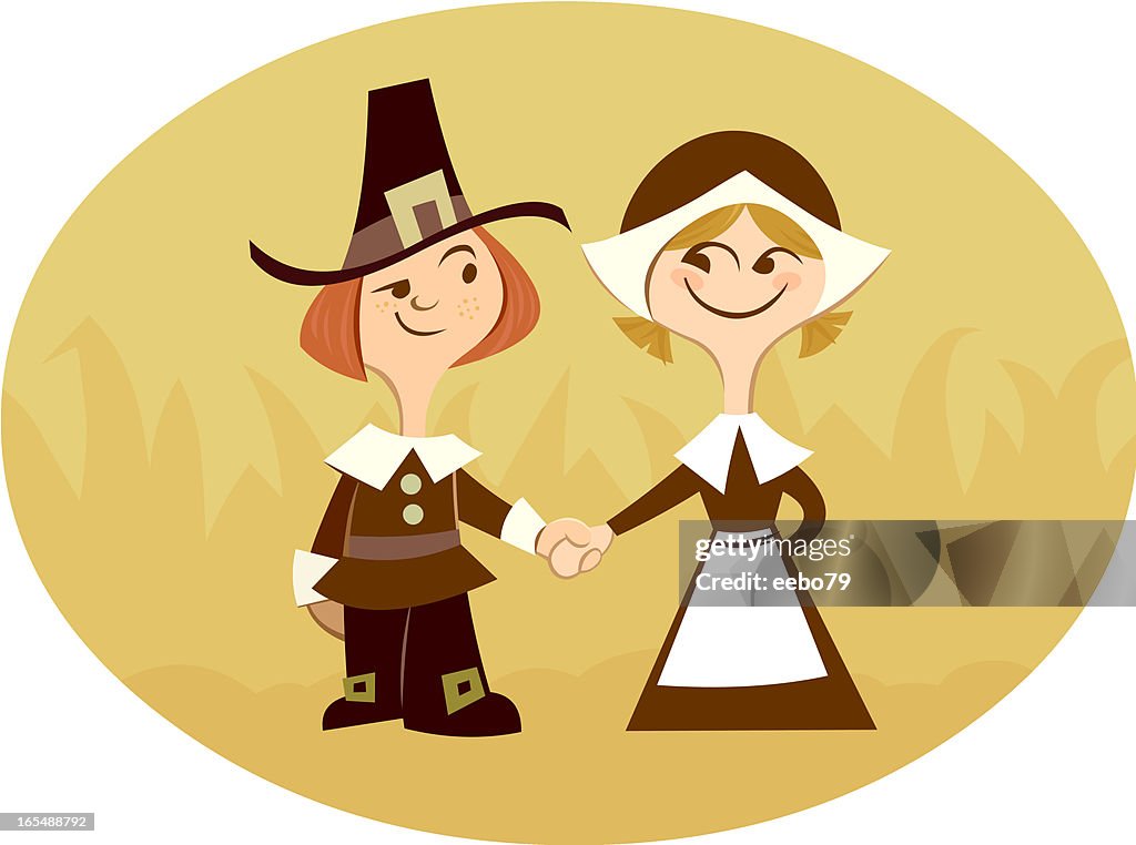 Pilgrims Holding Hands