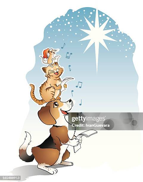 ilustraciones, imágenes clip art, dibujos animados e iconos de stock de amistad en temporada navideña - basset hound