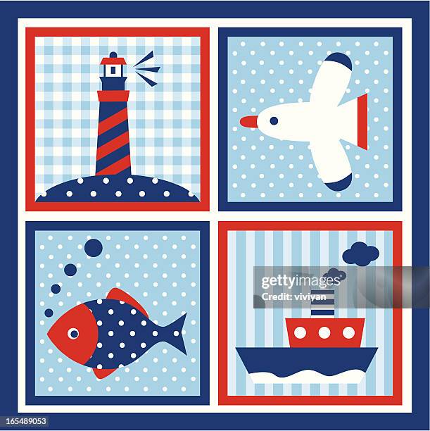 design elements of sailing - fishing background stock illustrations