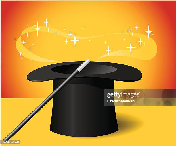 magic hat and wand - upside down stock illustrations