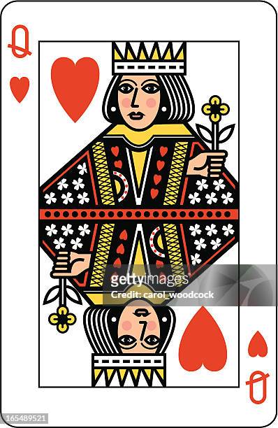 queen of hearts playing card - queen card stock illustrations