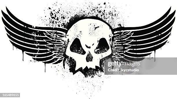 stencil skull with wings - angel of death 幅插畫檔、美工圖案、卡通及圖標