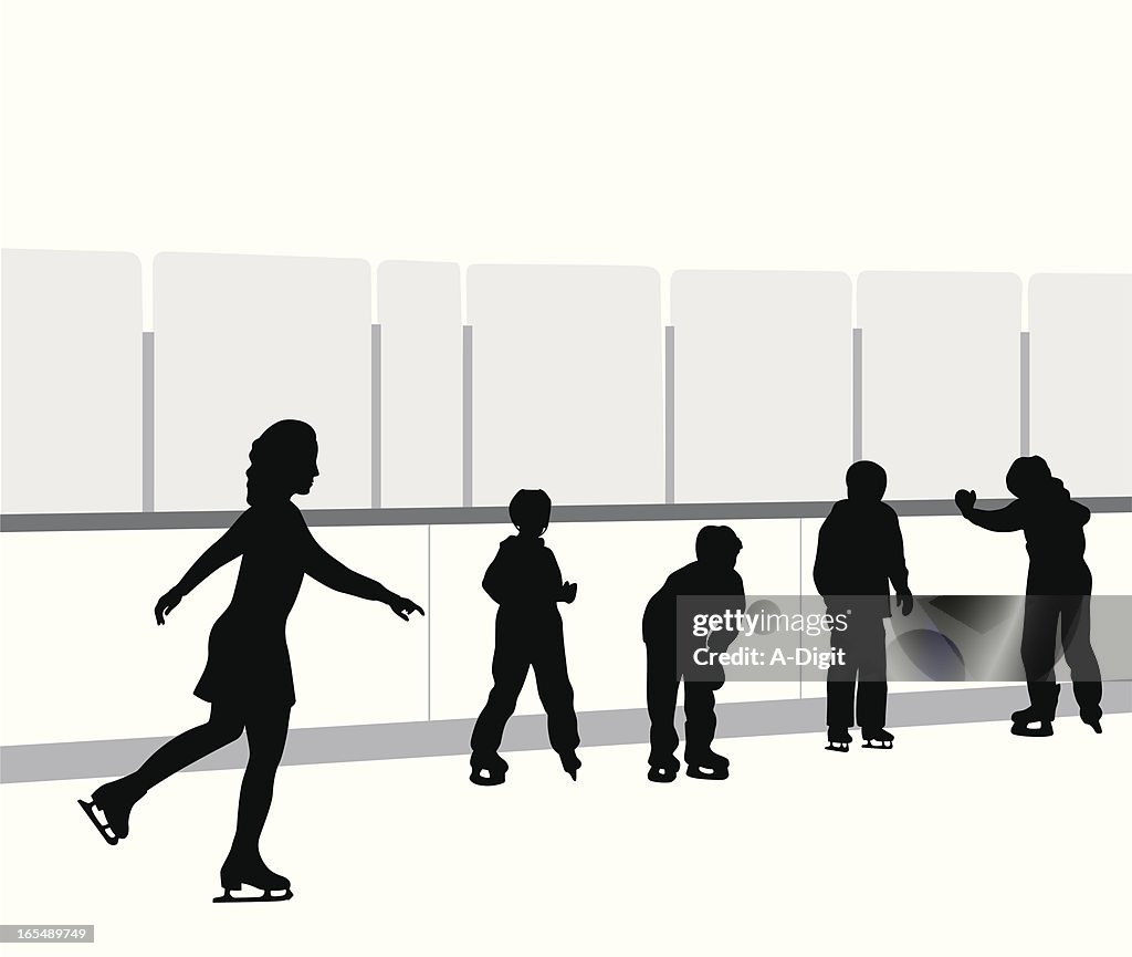 Skating Lessons Vector Silhouette