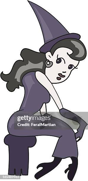 cute witch - magic hat white background stock illustrations