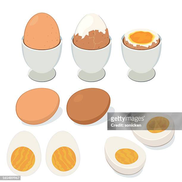 boiled egg - cracked egg stock illustrations