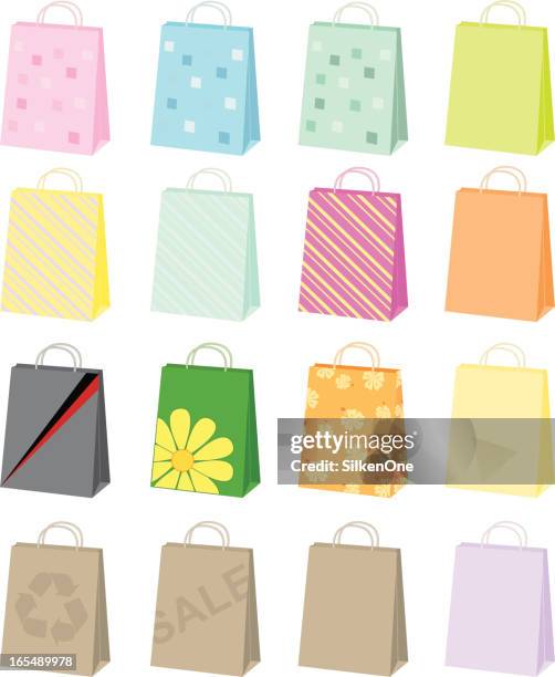 shopping bags - tote bag on white stock illustrations