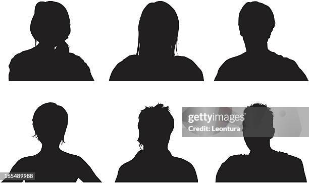 heads - woman face silhouette stock illustrations