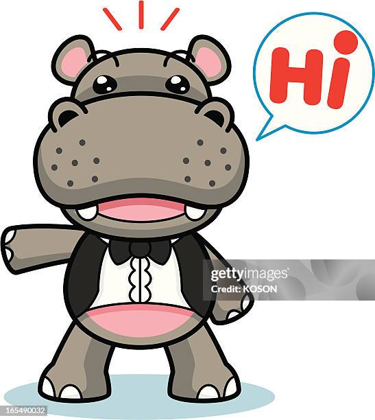 hippopotamus cartoon - hippopotamus stock illustrations