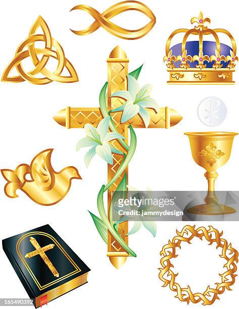 ilustrações de stock, clip art, desenhos animados e ícones de tradicionais símbolos cristãos - gold fish