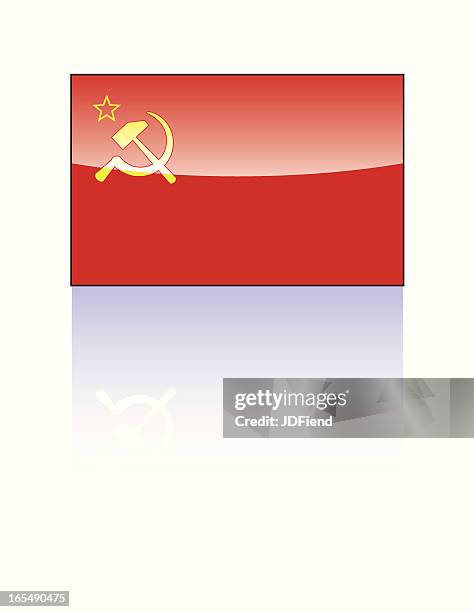 glossy soviet flag - soviet union stock illustrations