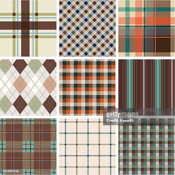 seamless plaid pattern - sage green texture stock illustrations