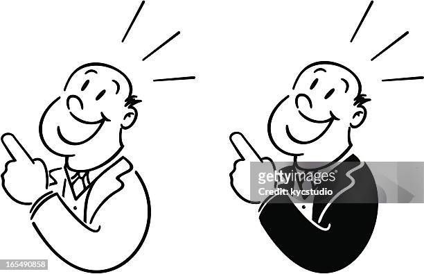 retro  man pointing - woman smiley face stock illustrations