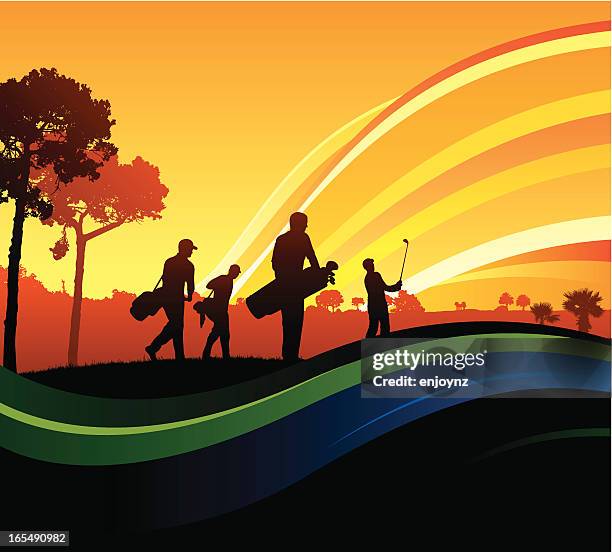 golfing flow - golf course trees stock illustrations