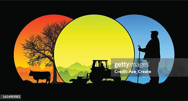 traditionelle saisonale landwirtschaft silhouette - grass hut stock-grafiken, -clipart, -cartoons und -symbole