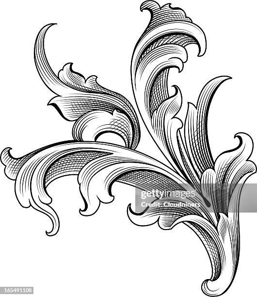 stockillustraties, clipart, cartoons en iconen met baroque ornament - gravure