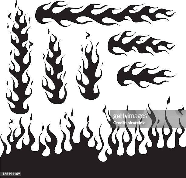 black flame design decals - hot rod car stock illustrations